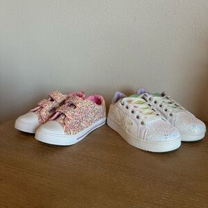 Girls Glitter Sneakers - Pink and White 11